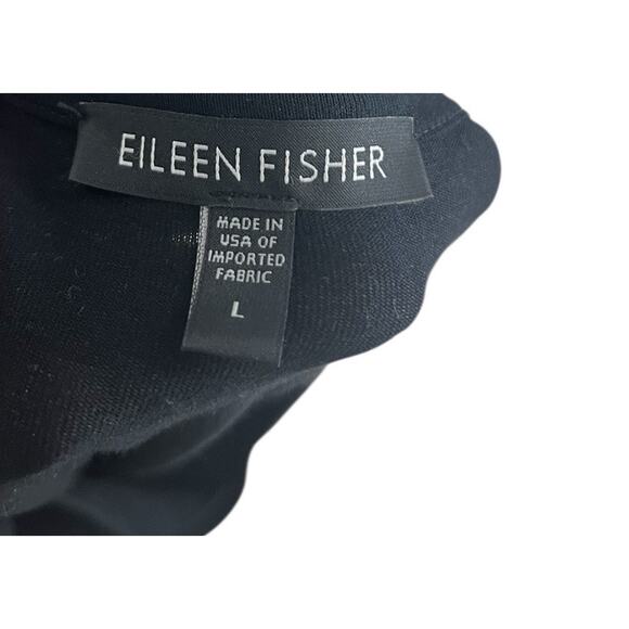 Eileen Fisher Black Scoop Neck Long Sleeve Splits Tunic Large Dress Quiet Luxury - Picture 3 of 7